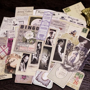 70 Pcs Pack Nr. 2/Vintage Background Verschönerung Kit, Vintage Labels Posters, Scrapbook, Card, junk Journal, Planer essentials .TN
