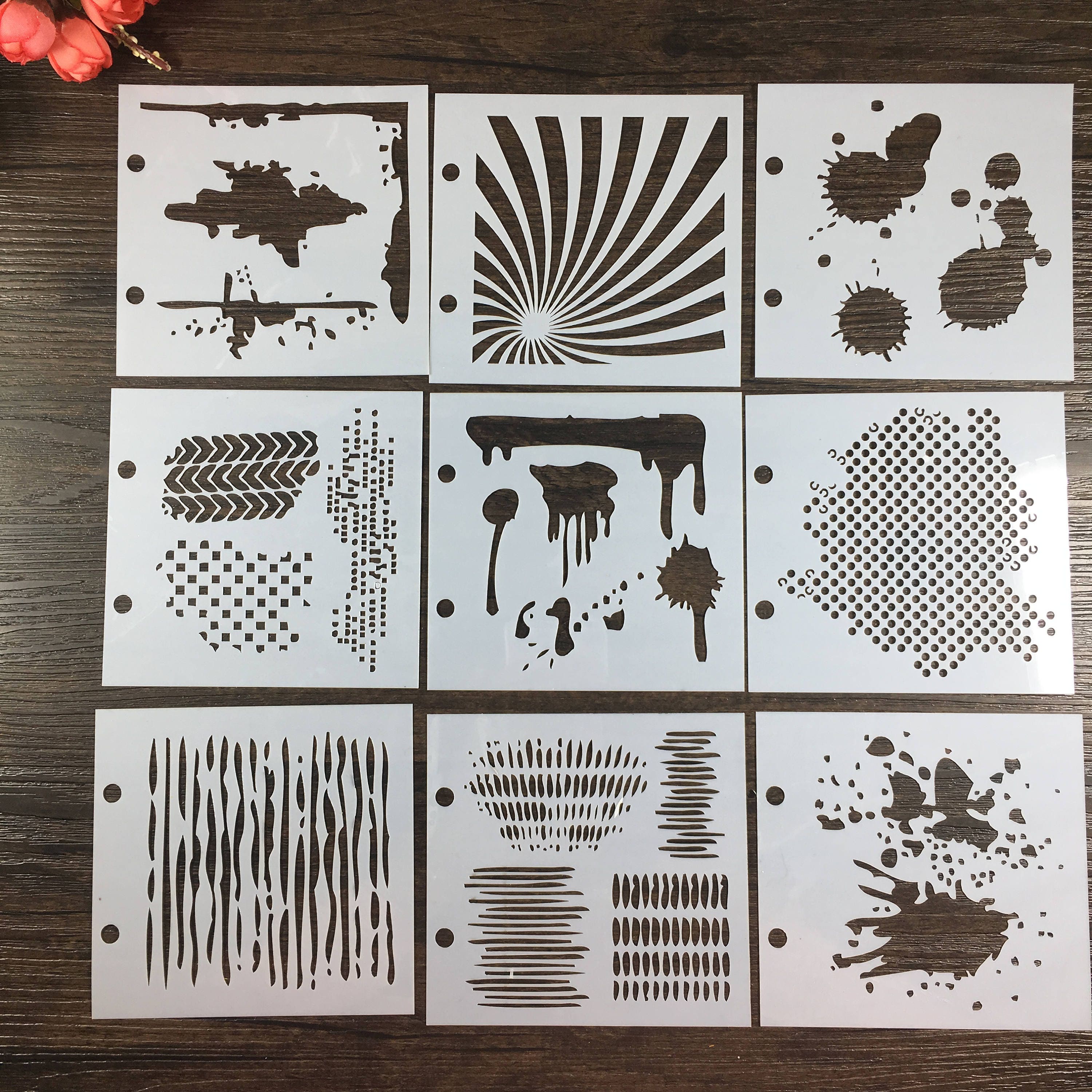 Planner scrapbook stencils mini stencil set mixmedia 9 pieces Etsy