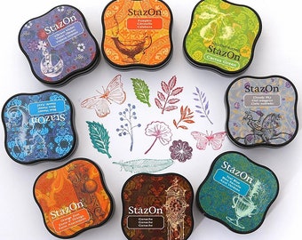 StazOn Midi Ink Pad for Stamps by Tsukineko -Solvent Permanent Ink- Multiple Colours