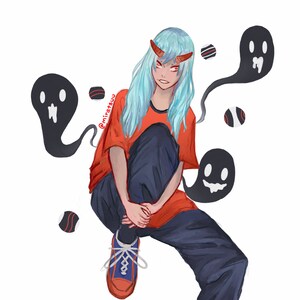 Demon Girl art print - originele kunst - schattige spoken - post card prints - kleine prints