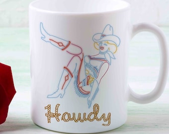 Cowgirl koffie mok / howdy mok / thee mok / koffie cup / yellowstone fan / grappige mok / handgemaakte mok / koffieliefhebber