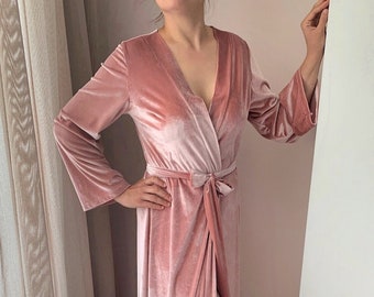 Long bridal robe, long velvet robe, velvet robes women, floor length robe, stretch velvet, long velour robe, plus size robe, bridesmaid robe