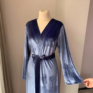 Velvet robe women's, blue velvet robe, long bridal robe, floor length robe, bridesmaid robe