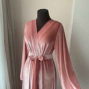 Velvet robe long, Floor length robe, Stretch velvet, Long velour robe, Velvet robe women, Bridesmaid robe