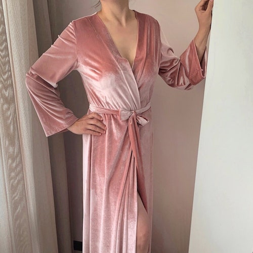 Made to Order Womens Long Robe with pockets in Tencel and Organic Cotton Stretch French Terry