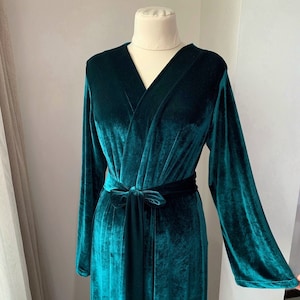 Velvet robe green, long velvet robe, women's robe velvet, long bridal robe, bridesmaid robe, bridal party robes