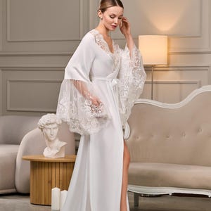 Robe de noiva de renda, Robe de noiva com cauda, Robe de noiva longo, Robe transparente, Roupão marfim, Robe quimono, Robes de madrinha, Lingerie de noiva