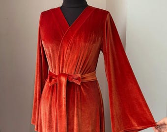 Luxus-Samt-Bademantel, bodenlange Robe, Stretch-Samt, lange Velour-Robe, Samt-Morgenmantel, Samt-Robe-Frauen, Brautjungfer Robe