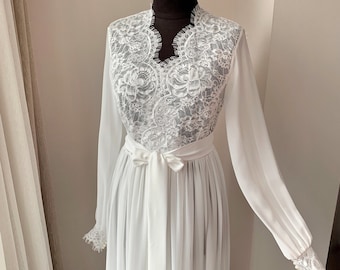 Boho Morgenmantel, transparenter Morgenmantel, Spitzen Maxi Morgenmantel, Braut Hausmantel lang, Elfenbein Robe Chiffon, Braut Dessous