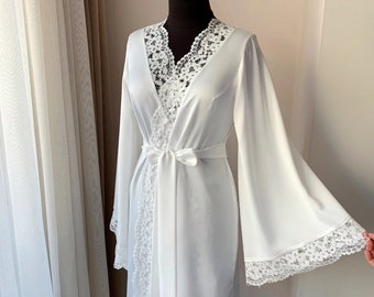 Bridal robe lace, kimono wedding robe, boudoir robe, wedding day, bridal lingerie