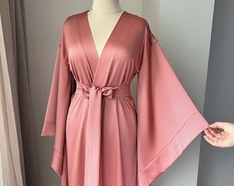 Robe de mariée longue, robe longue au sol, robe de chambre blush