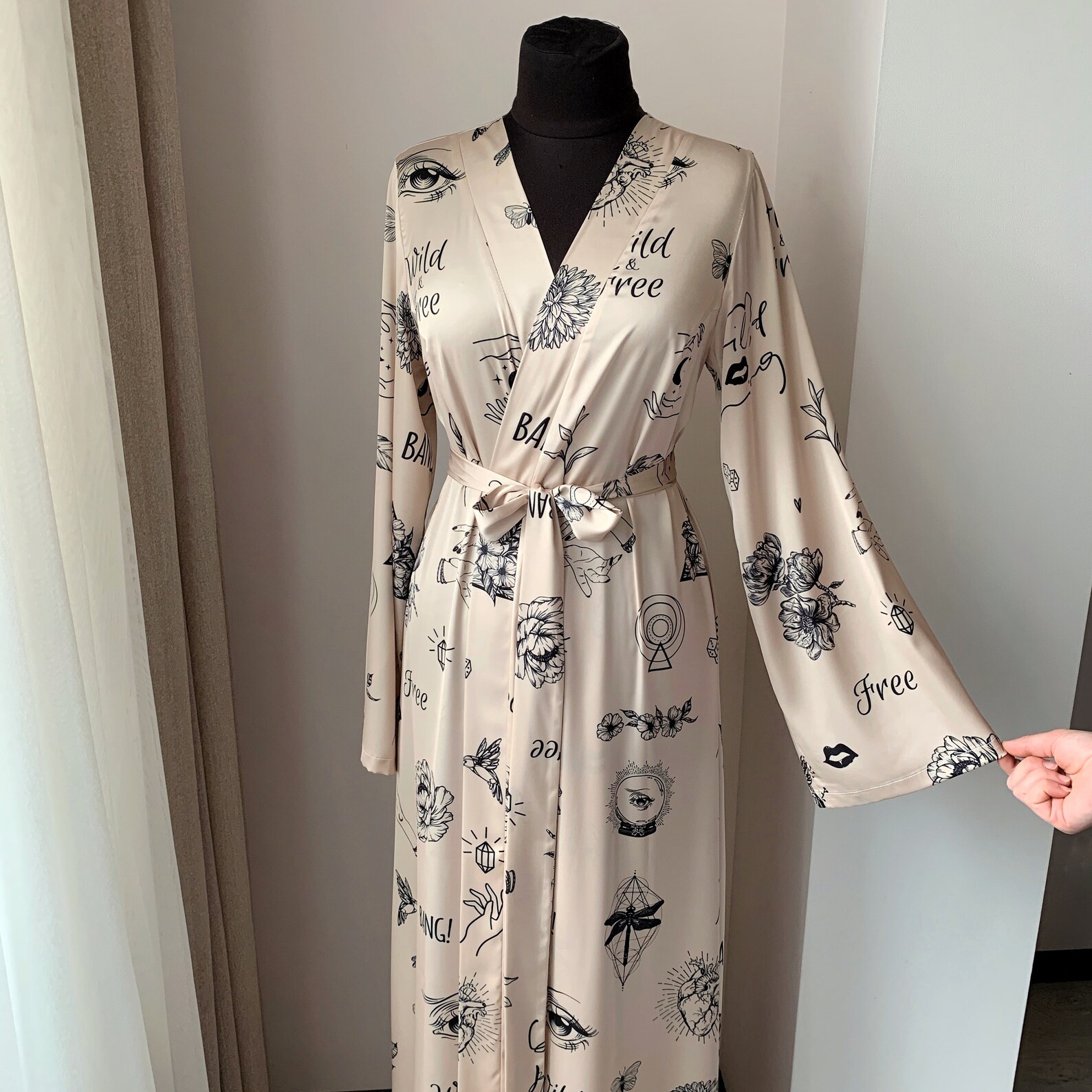 Long satin robe floor length robe long dressing gown Etsy