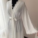 Long bridal robe with lace, Ivory robe, morning lingerie, maternity dress, silk robe, long kimono robe, long length lace, bridal lingerie
