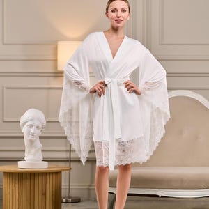 Braut Kimono Robe für die Braut, Hochzeit Kleid Spitze, Braut Kimono Robe, Spitze Brautrobe, Seide Hochzeit Kimono, Brautjungfer Spitzenrobe, Brautdessous