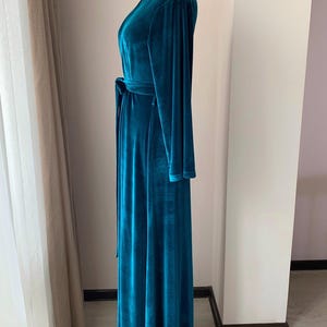 Emerald velvet robe, floor length robe, long velvet robe, women's velvet robe, green velvet robe, bridesmaid robe, christmas gifts for women image 3