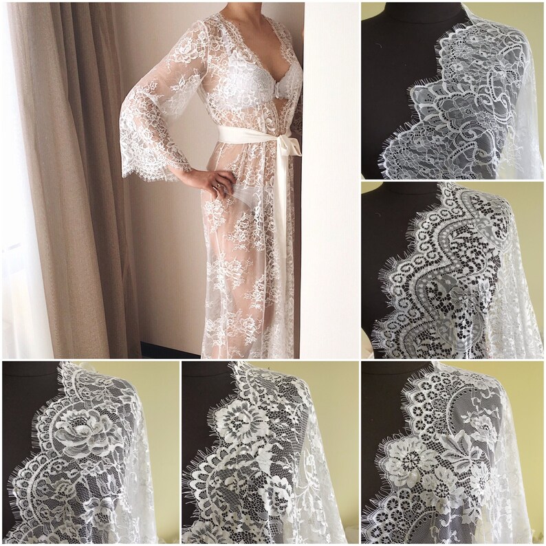 Lace Bridal Robe Sheer Robe Full Length Bridal Robe Etsy