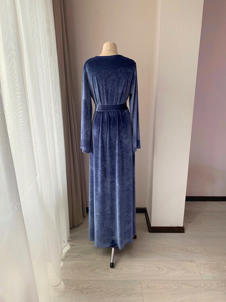 Velvet Robe Women's Blue Velvet Robe Long Bridal Robe Etsy
