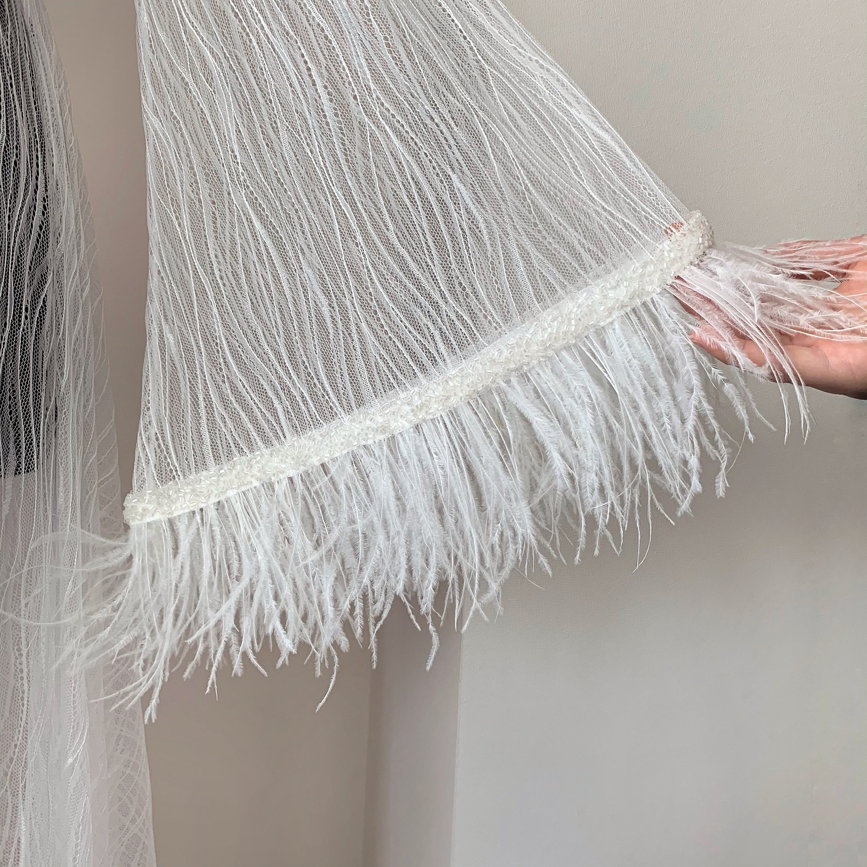long lace bridal robe with train