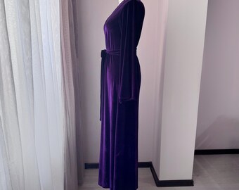 purple velvet dressing gown Ladies Hooded Premium Plush Dressing Gown Purple Damson ds by Design