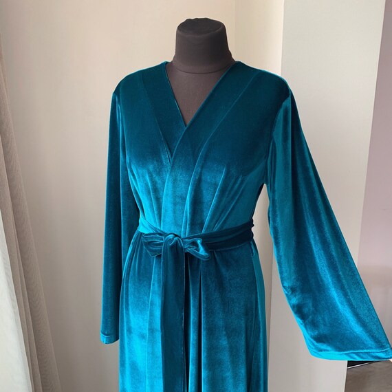 Emerald velvet robe, floor length robe, long velvet robe, women's velvet robe, green velvet robe, bridesmaid robe, christmas gifts for women