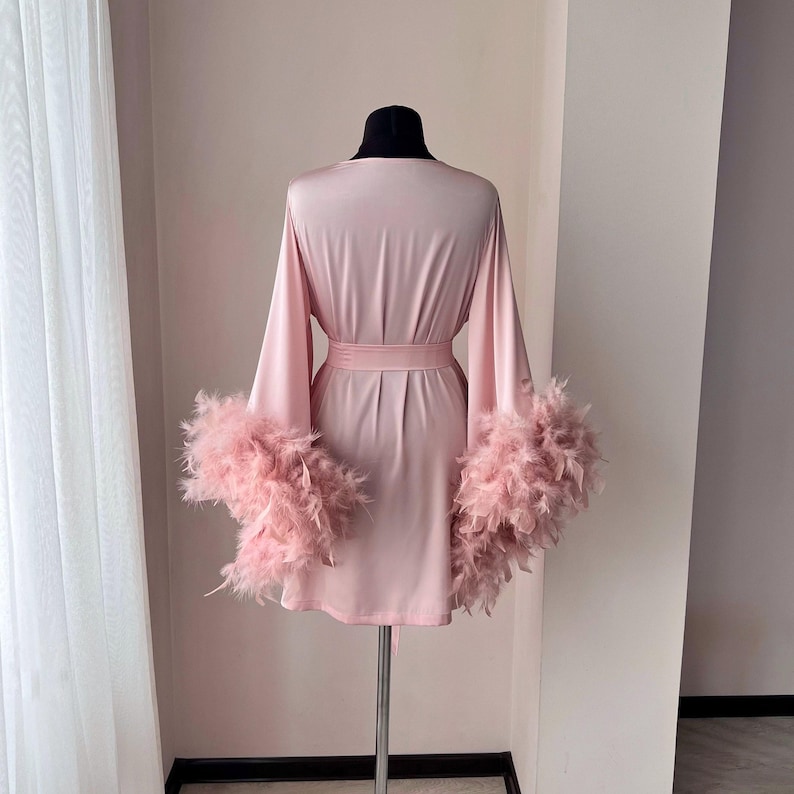 Pink Feather Robe, Bridal Robe, Wedding Robes With Feathers, Wedding ...