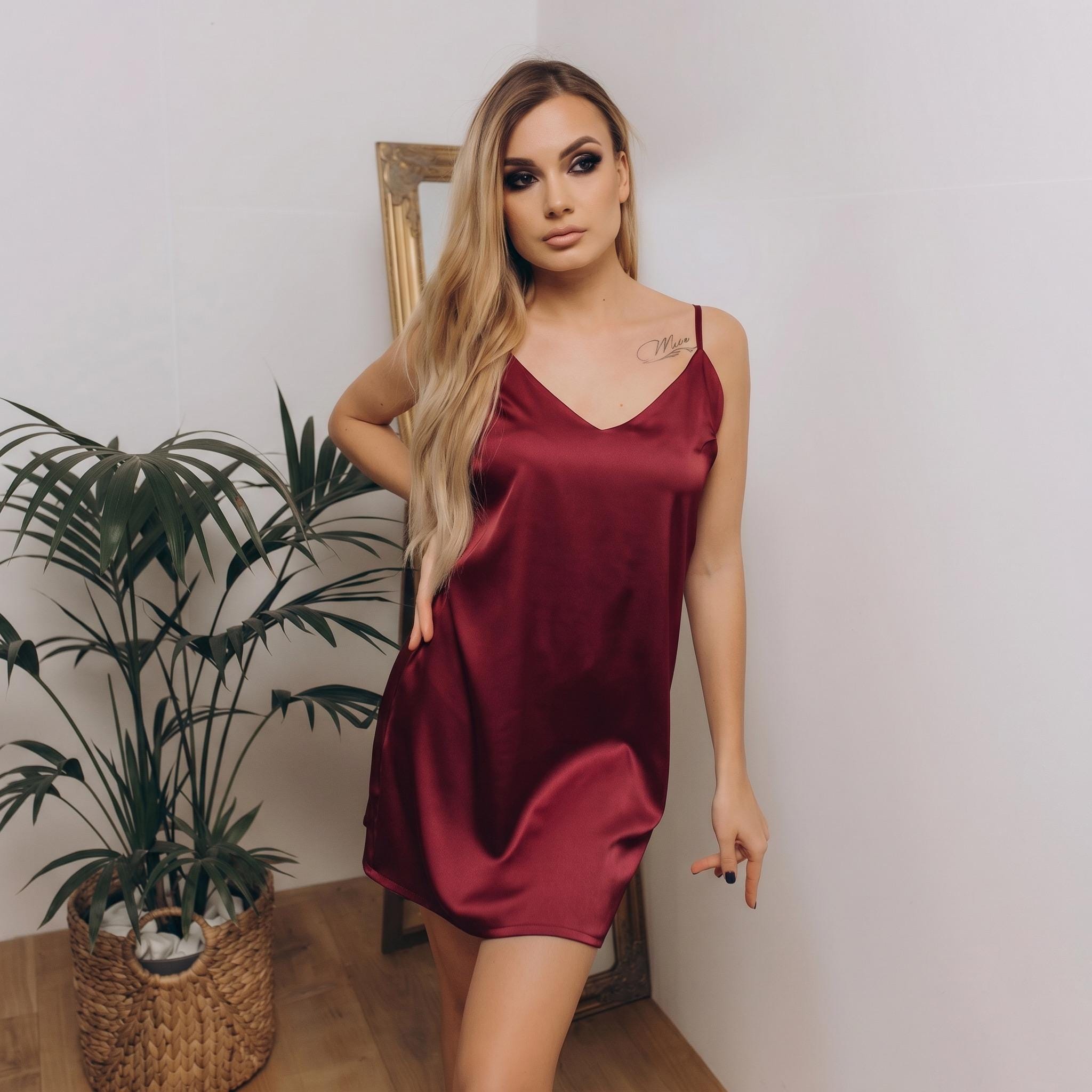 burgundy slip dress midi Glider Midi Slip Dress in Barossa main image 0