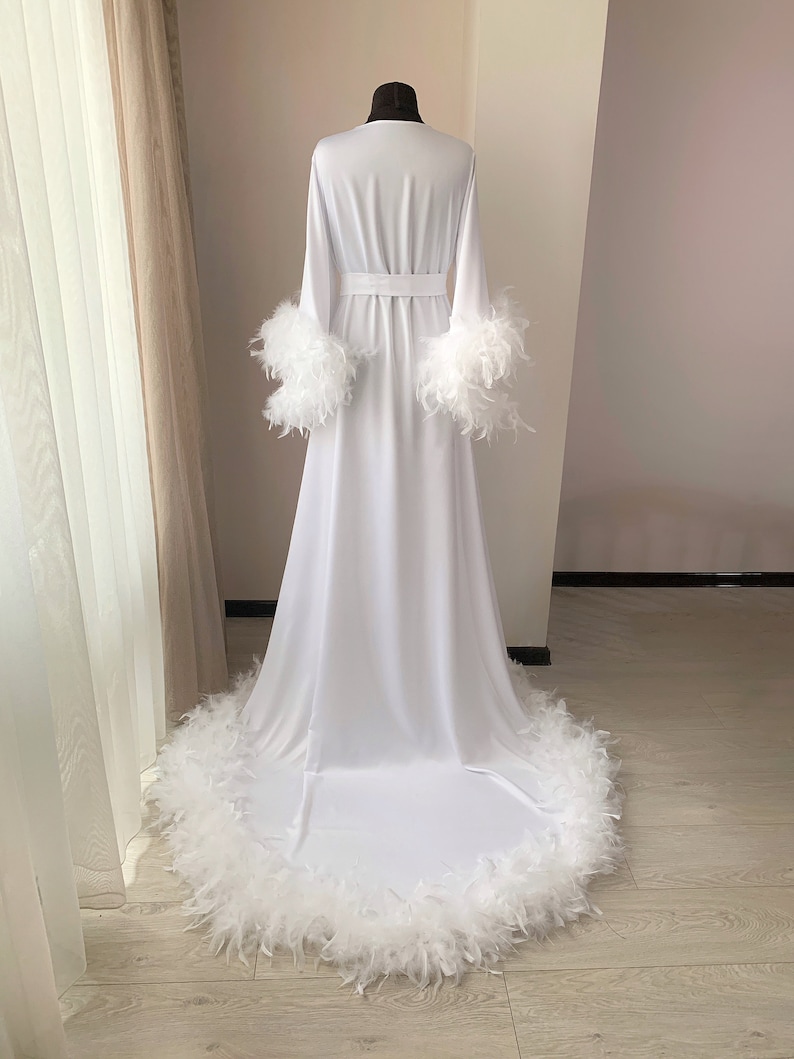 Feather Bridal Robe, Boudoir Robe, Maxi Bridal Robe, Long Bridal Robe ...
