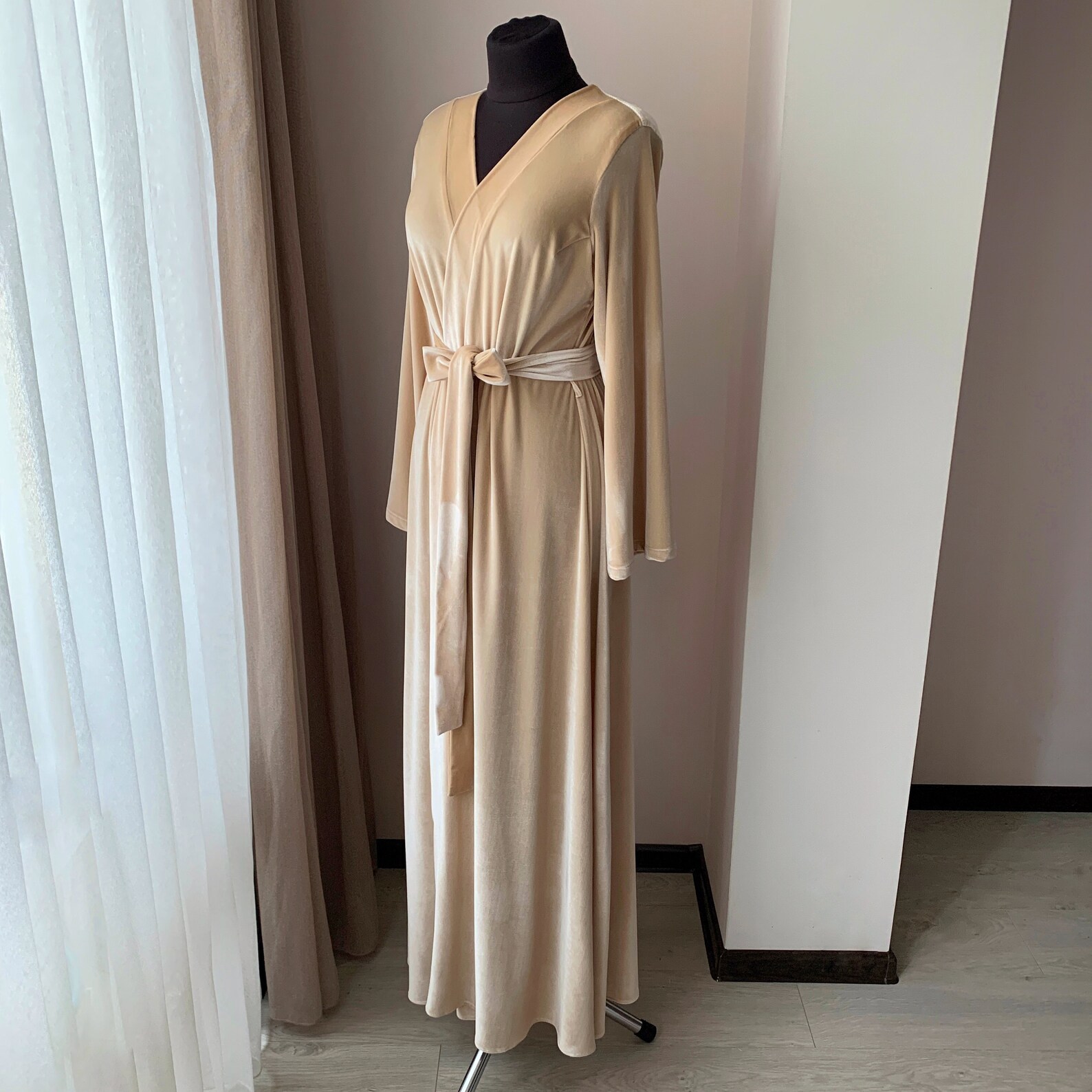 Bridal Robe Long Velvet Robe Long Bride Robe Womens Velvet Etsy