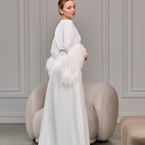 Luxury Feather Robe, Bridal Robe Long, Ostrich Feather Robe, Bride Robe ...