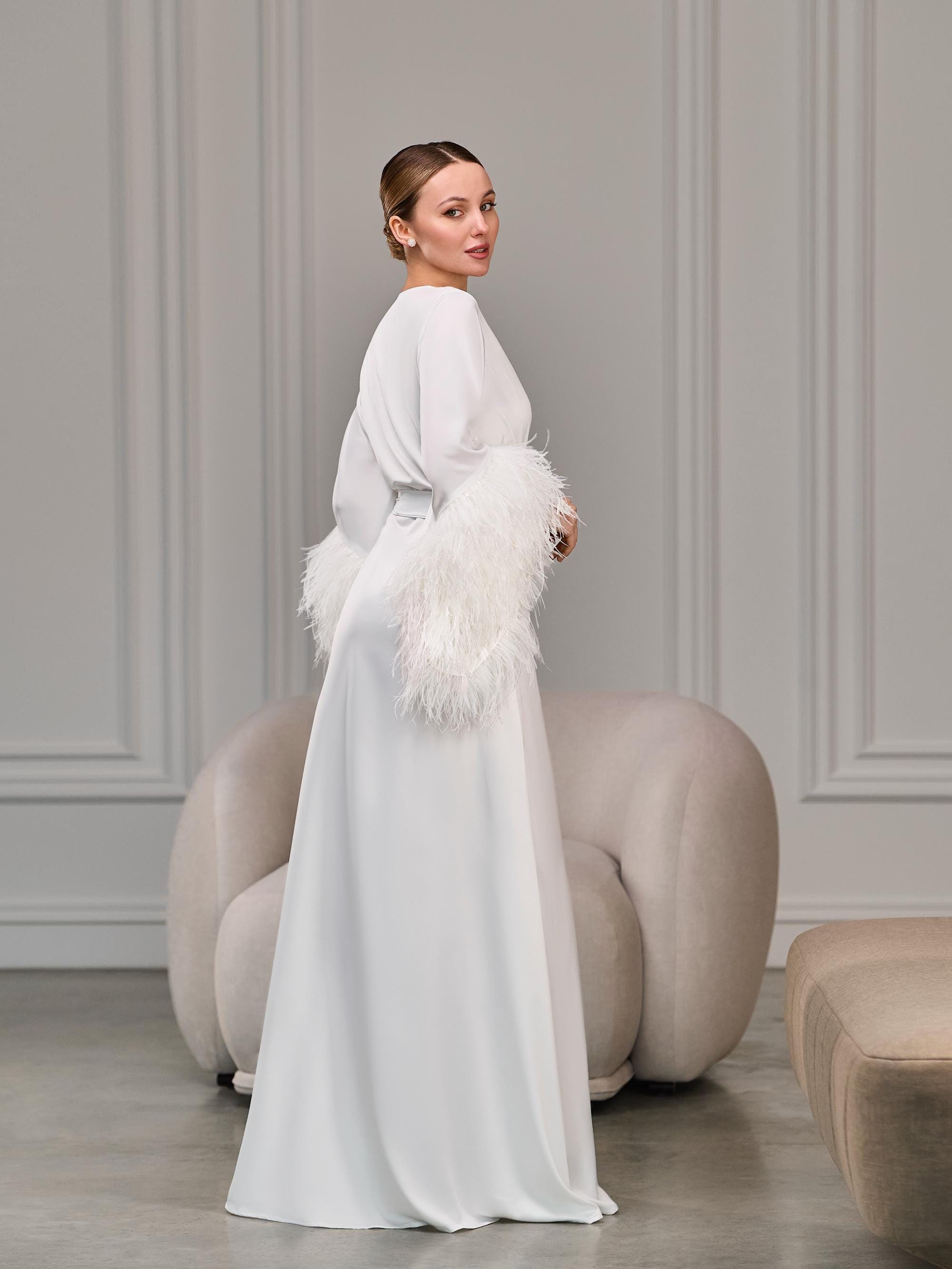 Dramatic Feather Robe Luxury Feather Robe, Bridal Robe Long, Ostrich Feather Robe, Bride Robe ...