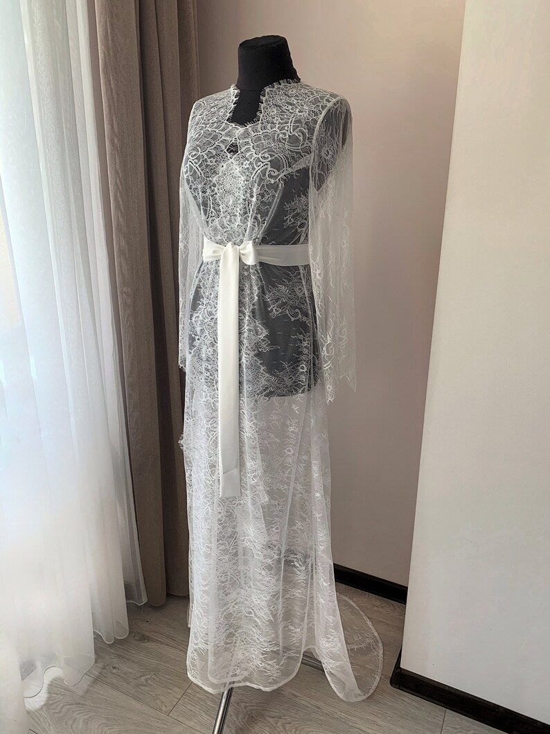 Long Lace Robe With Train Maxi Bridal Robe Boudoir Lace - Etsy Denmark