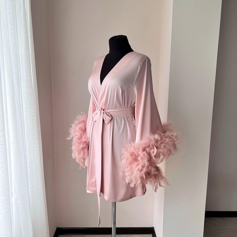 Pink Feather Robe, Bridal Robe, Wedding Robes With Feathers, Wedding ...