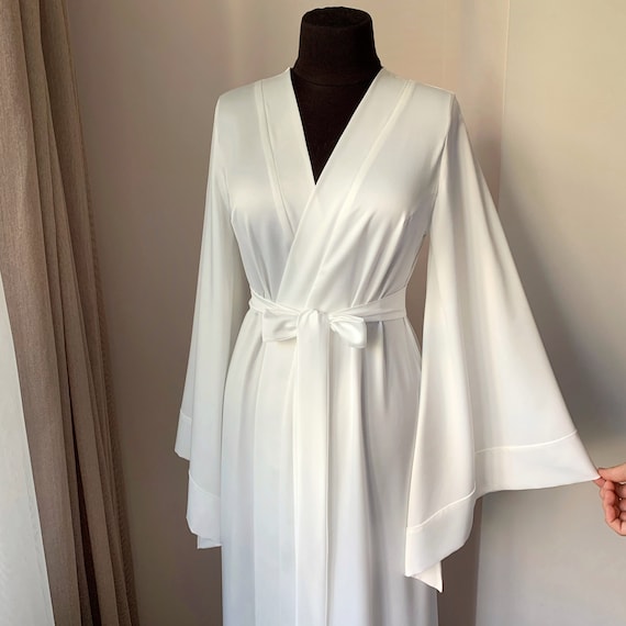 Long bridal robe, Bridal kimono, Wedding kimono, Floor length robe, Silk robe, Dressing gown, Bridal party robes, Bridal lingerie