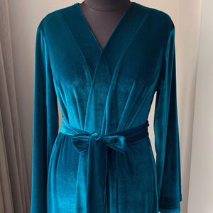 Emerald velvet robe, floor length robe, long velvet robe, women's velvet robe, green velvet robe, bridesmaid robe, christmas gifts for women image 6