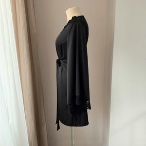 Wedding robe, Black lace robe, Satin dressing gown, Black bridal robe, Kimono robe, Wedding Lingerie image 4