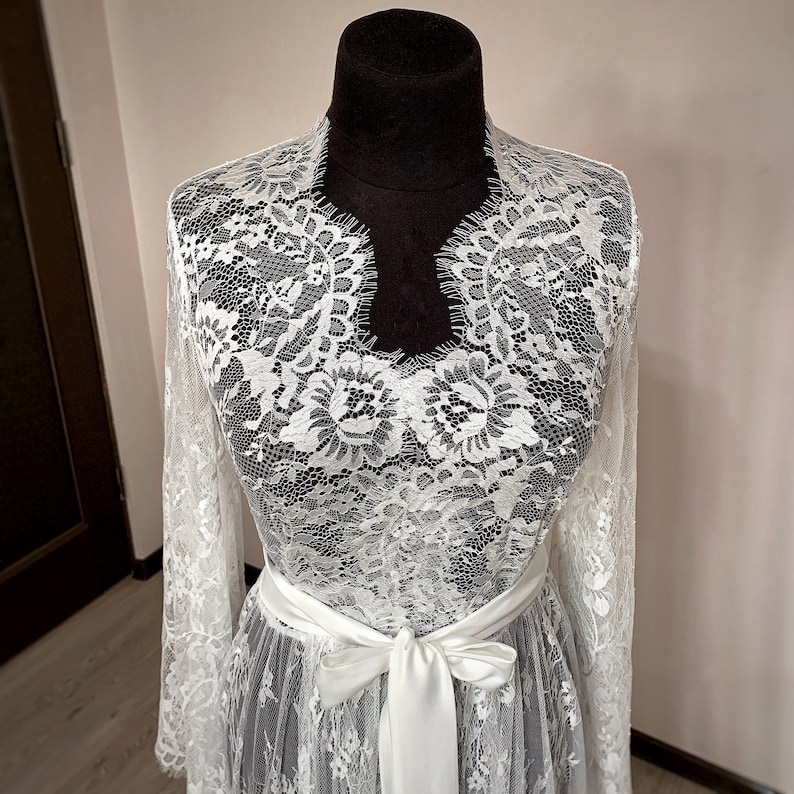 lace bridal robe with train