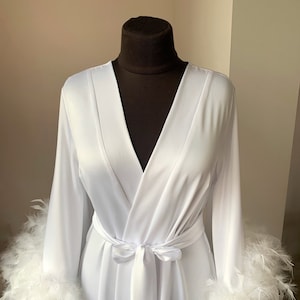 Feather Robe Long Robe With Feathers Bridal Robe With Train - Etsy