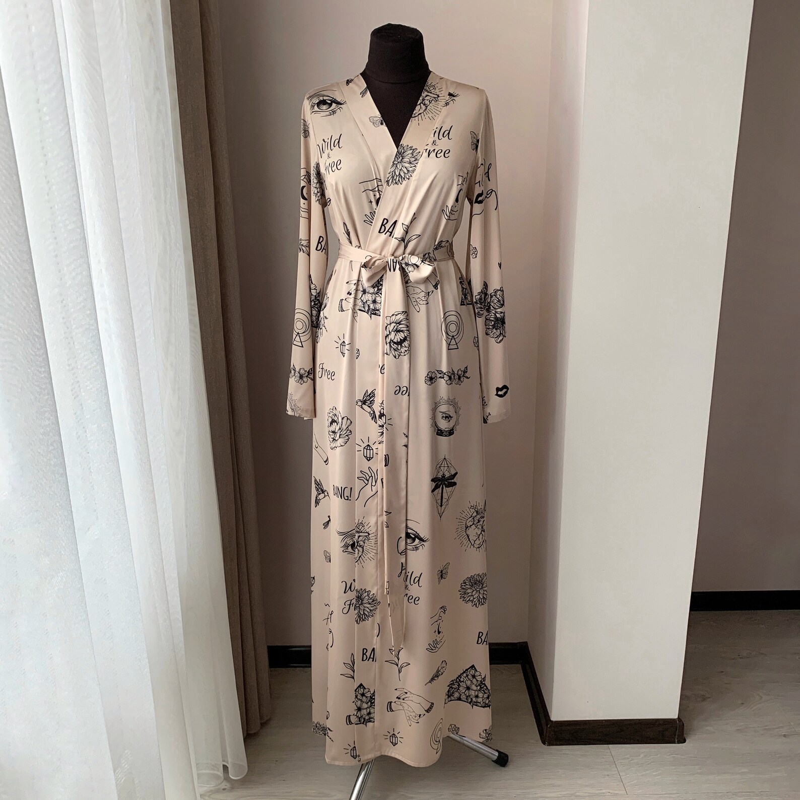 Long satin robe floor length robe long dressing gown Etsy