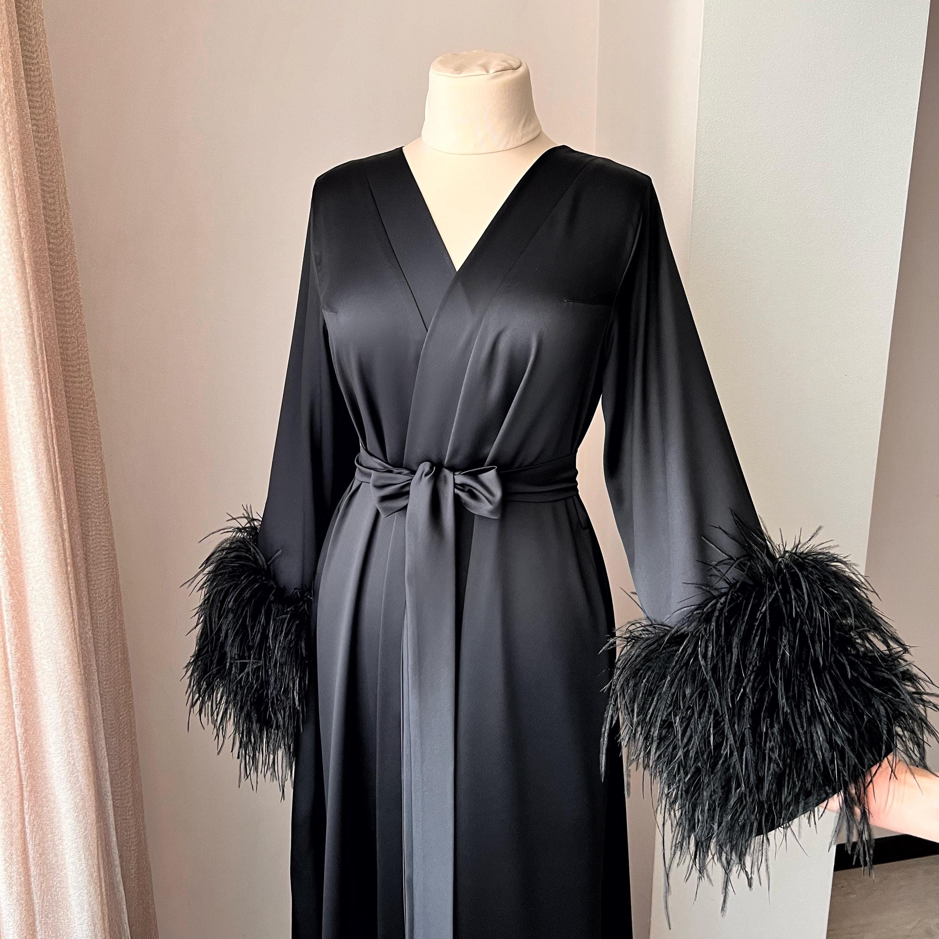 Black Feather Long Sleeve Dress - Etsy