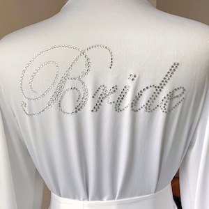 Crystal Bride robe: Rhinestone Embellished bridal inscription