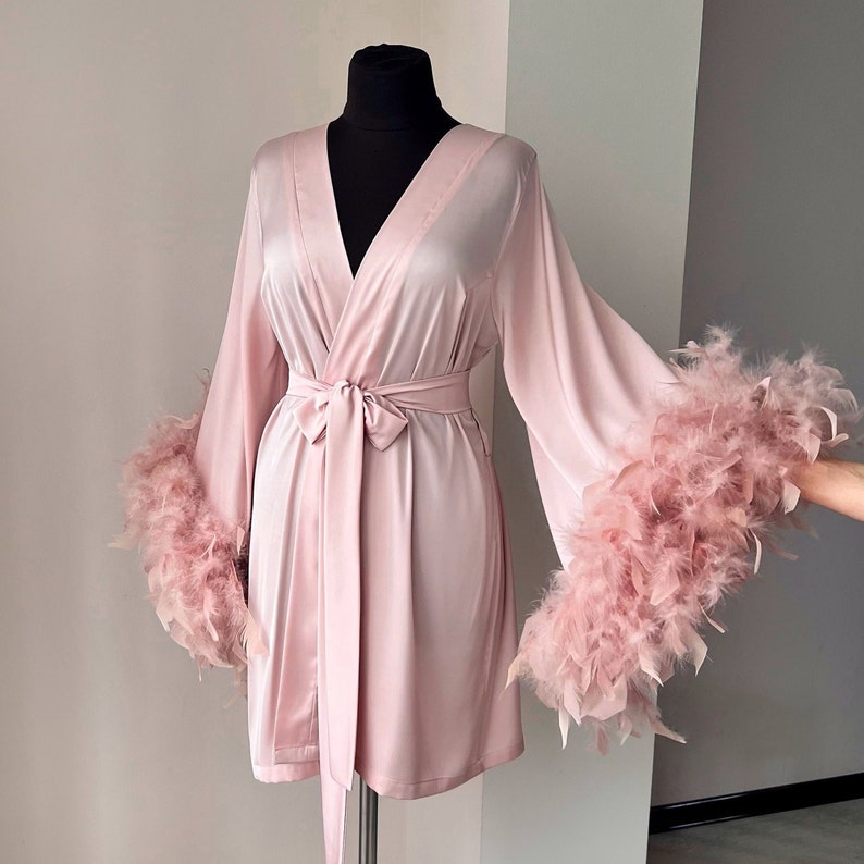 Black Feather Robe, Feather Bridal Robe, Feather Robe Bridesmaid ...