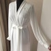 Long bridal robe with lace, Ivory robe, morning lingerie, maternity dress, silk robe, boudoir robe, personalised robes, gift for bride