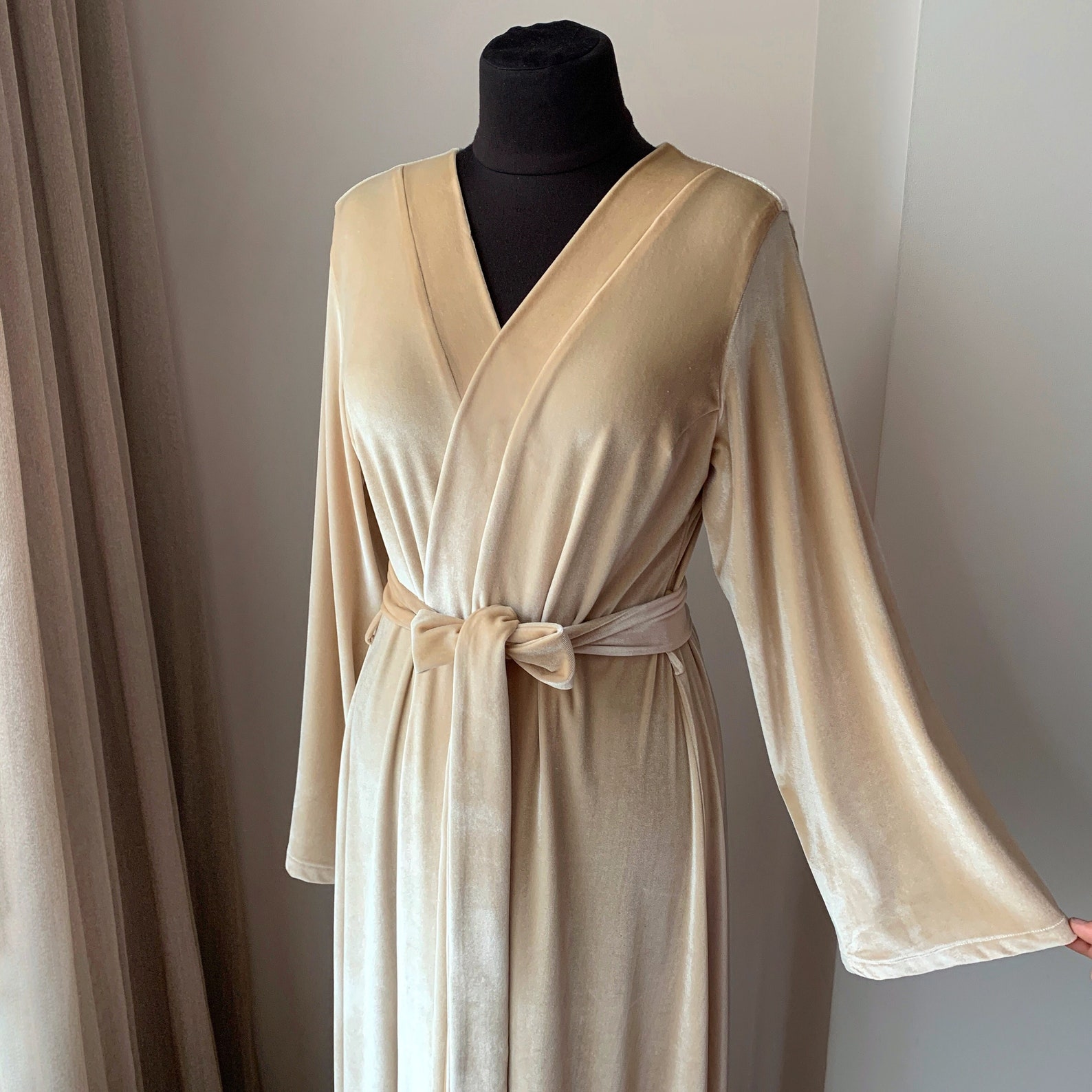 Bridal Robe Long Velvet Robe Long Bride Robe Womens Velvet Etsy