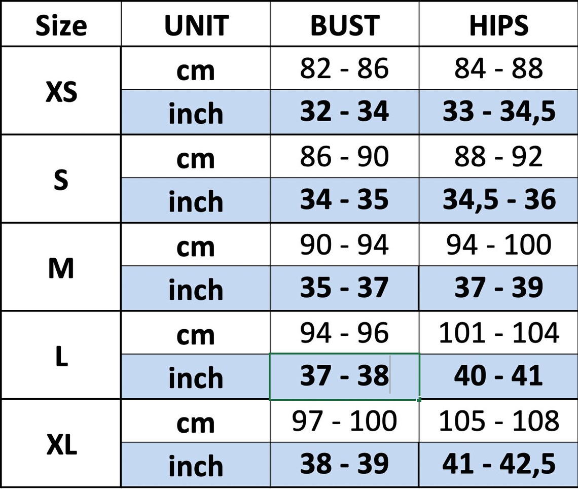 lovedrobe size guide
