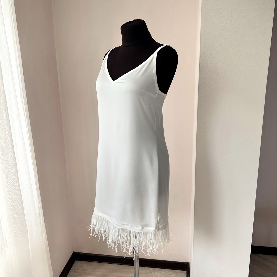 Bridal Nightgown, Feather Nightgown, Feather Slip Dress, Bridal Slip