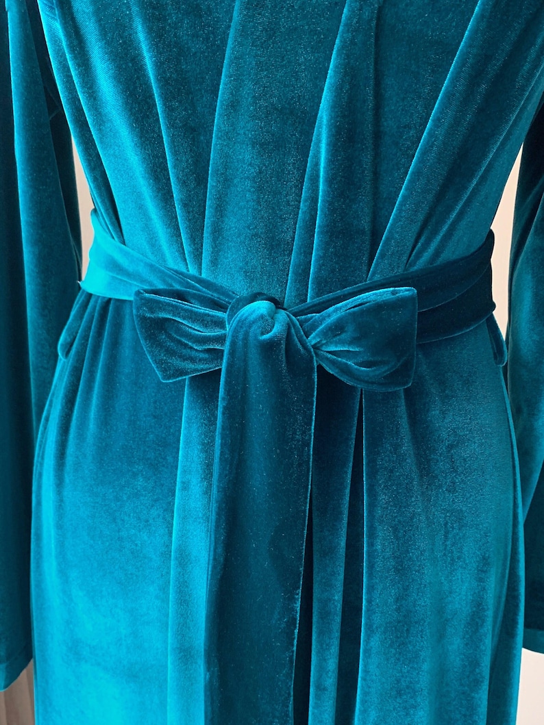 Emerald velvet robe, floor length robe, long velvet robe, women's velvet robe, green velvet robe, bridesmaid robe, christmas gifts for women image 7
