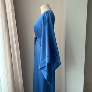 Lyxig morgonrock för kvinnor, Sidenkimono, Golvlång morgonrock, Lång brudmorgon, Morgonrock, Lång satinmorgonrock, Brudtärnemorgon bild 6