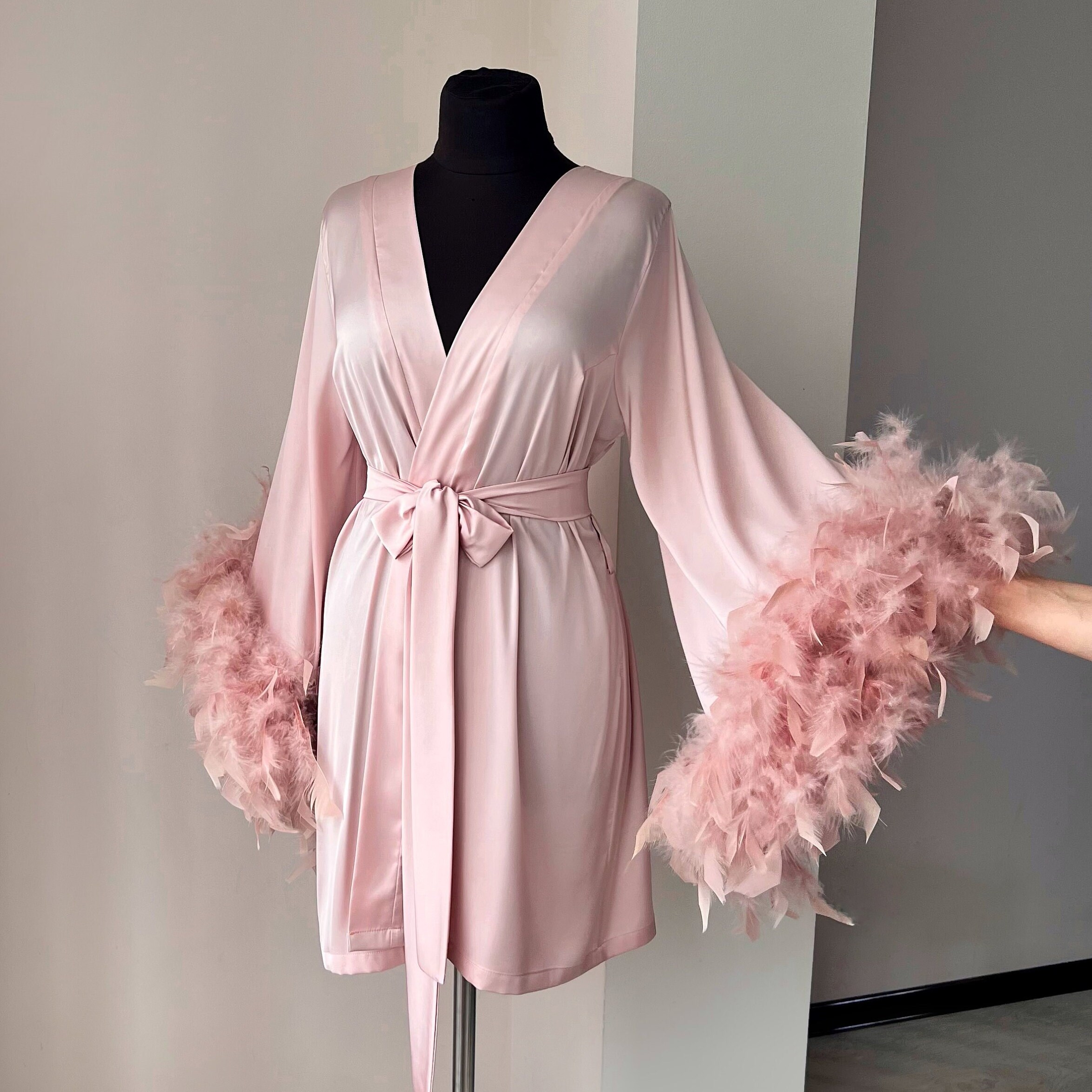 Feaather Robe White Feather Robe, Bridal Robe With Feathers, Wedding Day, Bride Robe ...