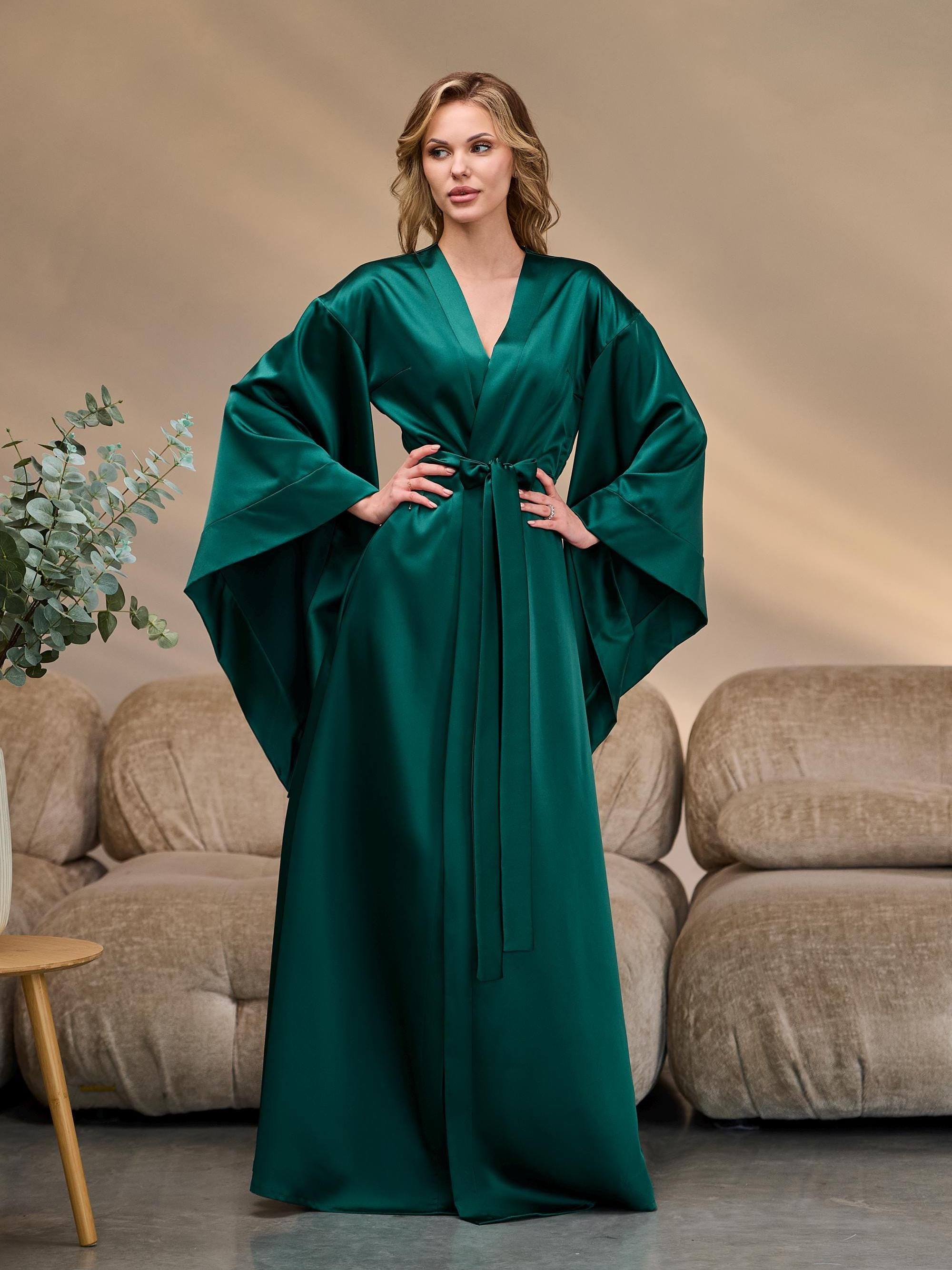 green satin dressing gown bridalmuse