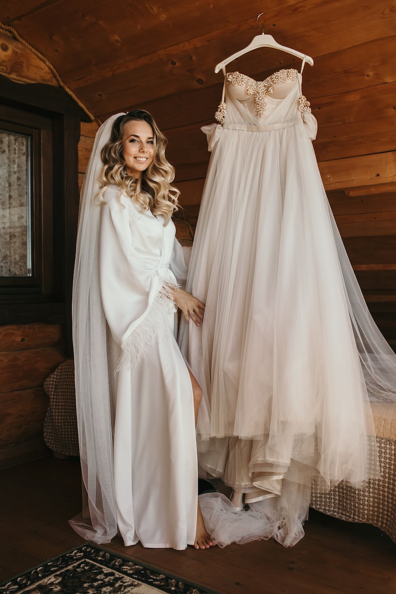 flowy feather robe